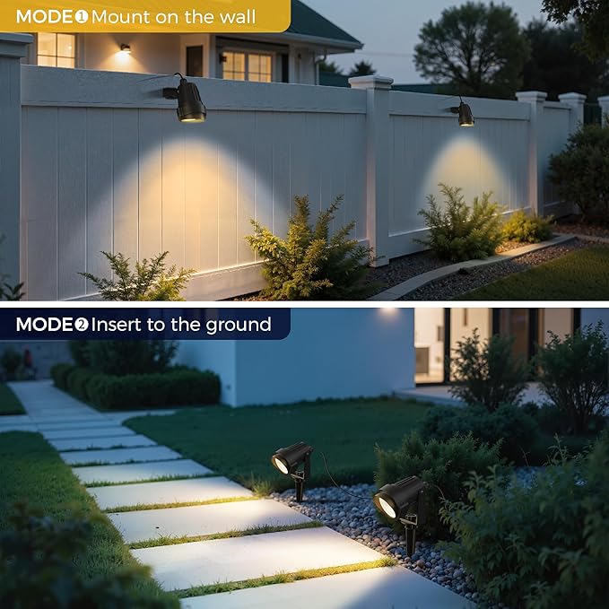 L LOHAS LED 5W Plug in Spotlight Outdoor, 3000K Warm White Landscape Lighting, IP66 Waterproof Spot Lights for Yard, Garden, House, Pathway, Plant, UL Listed (1 Pack)