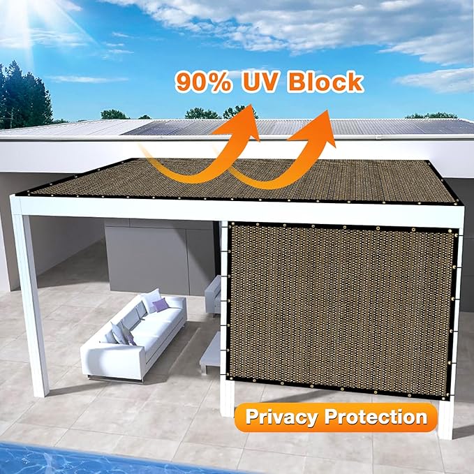 Artpuch Outdoor Pergola Shade Cover 23x24 FT Sun Shade Cloth with Grommets Mocha 90% UV Protection Canopy Patio Privacy Screen (Customized Available)