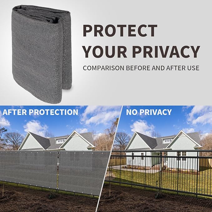 LOVE STORY Custom Size 3'x21' Dark Grey Balcony Privacy Screen,UV Block Privacy Fence Screen,90% Shield for Outdoor Pool Garden Apartment Railing