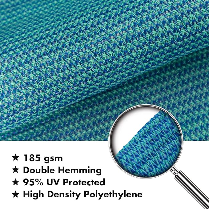 KANAGAWA 6'X24' Turquoise Mix Custom Size Sun Shade Sail Rectangle UV Block Canopy Cover for Patio Backyard Lawn Garden Outdoor (Customized Available)
