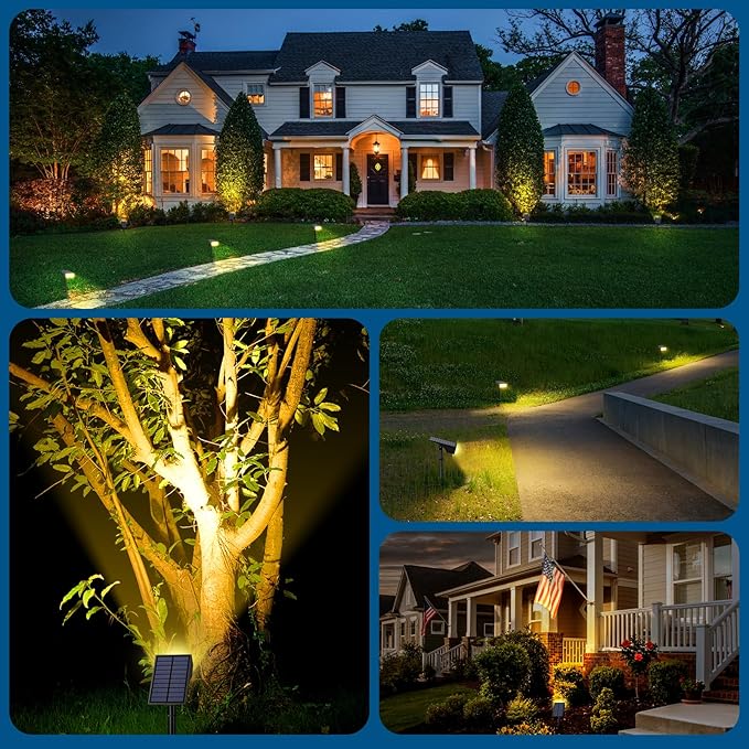 Solar Spot Lights Outdoor Waterproof IP65, Bright LEDs Solar Landscape Lighting for Outside Garden Yard, Solar Powered Spotlights for Accent Uplighting Backyard Statue Palm Tree, 2 Pack/Warm