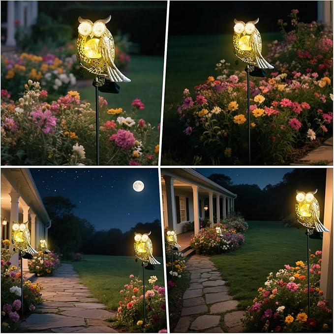 Solar Lights Outdoor Decor, Solar Owl Yard Decorations Outdoor, Garden Decorative, IP65 Waterproof, Gifts for Women Mom, for Yard Patio Lawn Pathway Landscape