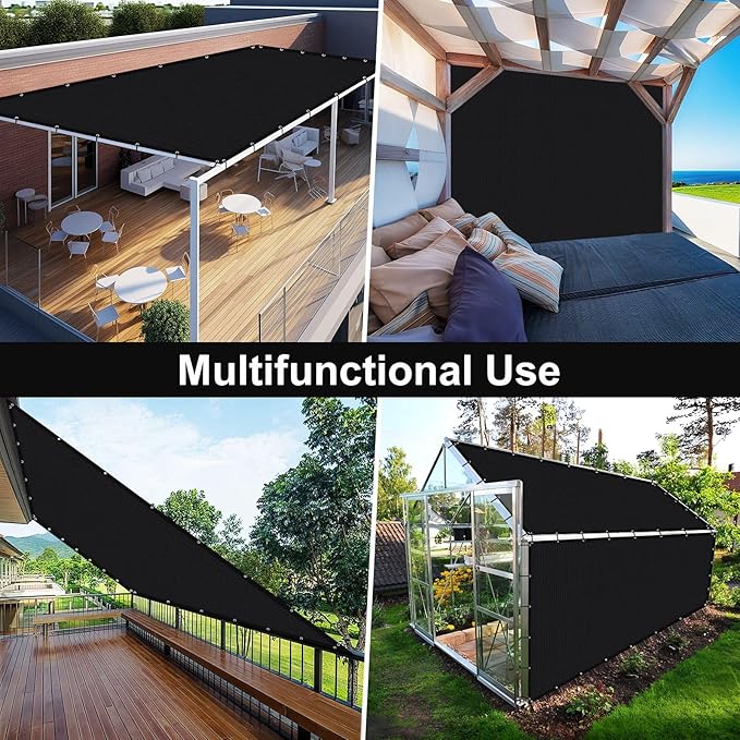 Artpuch 90% Sun Shade Cloth, 12 x 16 FT Pergola Shade Cover Canopy with Grommets, Sun Screen Fabric Tarp for Patio, Outdoor, Garden, Backyard, Black