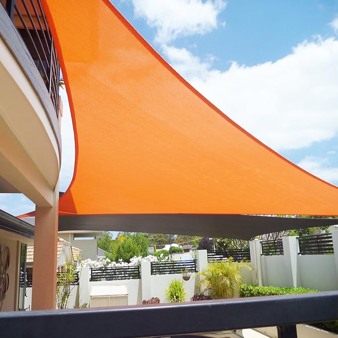 E&K Sunrise 13' x 13' x 13' Sun Shade Sail Triangle Canopy Shade Cover UV Block for Patio Backyard Garden Outdoor (Orange)
