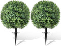 Artificial Topiary Bushes for Outdoors with Spike, Boxwood Ball Fake Shrubs UV Resistant Faux Plants for Indoor Outdoor Fall Thanksgiving Halloween Decor (Artificial Topiary Boxwood Ball Tree)