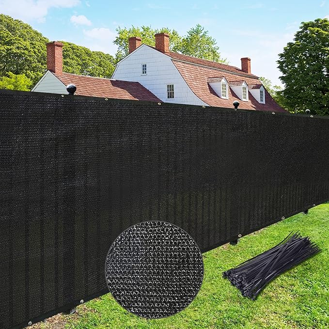 UPGRADE Privacy Fence Screen 4'x21' Black Outdoor 90% Visibility Blockage 170 GSM Mesh Shade Cover Panels for Backyard,Balcony,Home Decoration with Zip Ties,Customized Avaliable