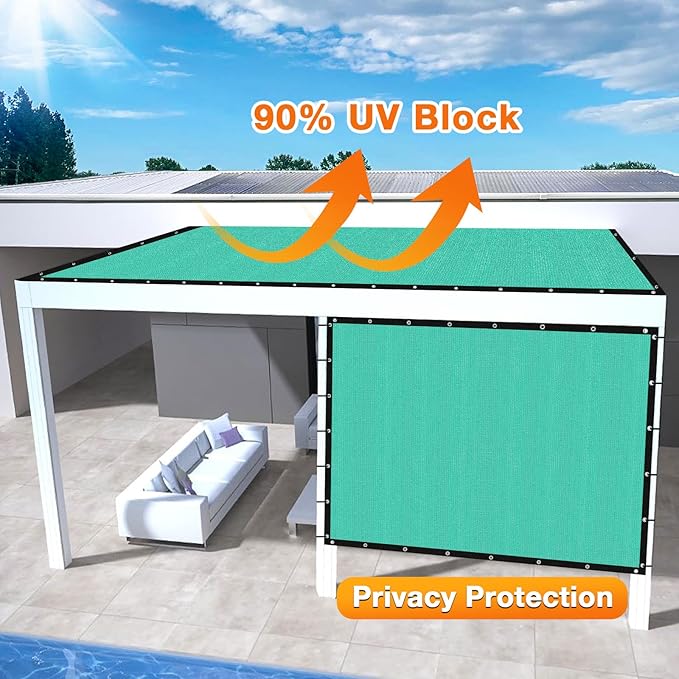 Artpuch Outdoor Pergola Shade Cover 4' X 10' Sun Shade Cloth with Grommets, 90% UV Protection Canopy Patio Privacy Screen (Customized Available) GN107, Turquoise