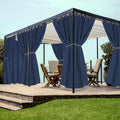 HolidayIdeas Grommet Outdoor Curtains for Patio Waterproof 8 Pcs All Weather Balcony Outside Curtains for Apartments, Gazebo, Pergolas, Porch, 54x120 Inch, Navy