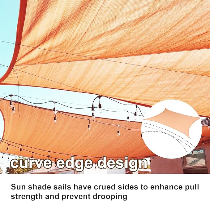 SUNLAX Sun Shade Sail 7' x 20' Peach Fuzz Rectangle Canopy Sail Shade Cover UV Block Permeable Sunshade Outdoor for Patio Backyard Deck Pergola (We Make Custom Size)
