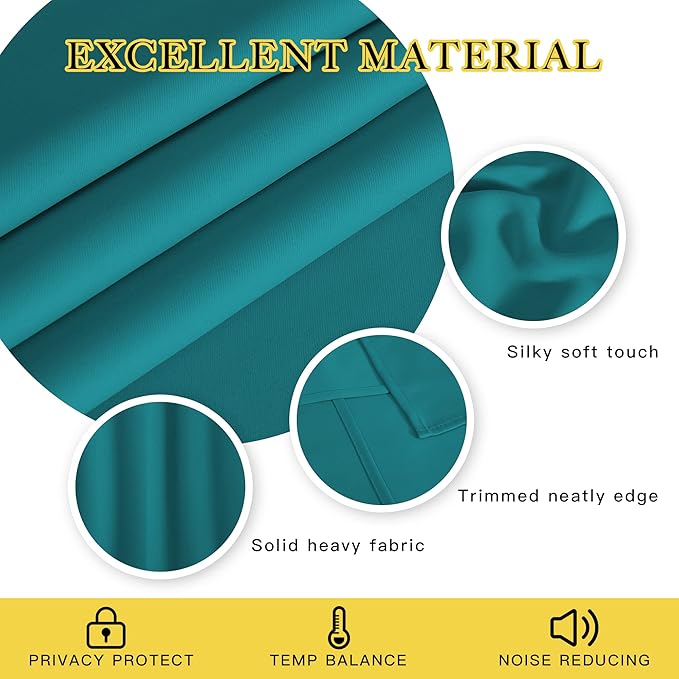 NICETOWN Patio Door Curtain Sound Blocking, Bedroom Privacy Room Divider Curtain, Thermal Insulated Blackout Closet Sliding Door Shade (1 Panel, 100" Wide x 120" Long, Peacock Teal)