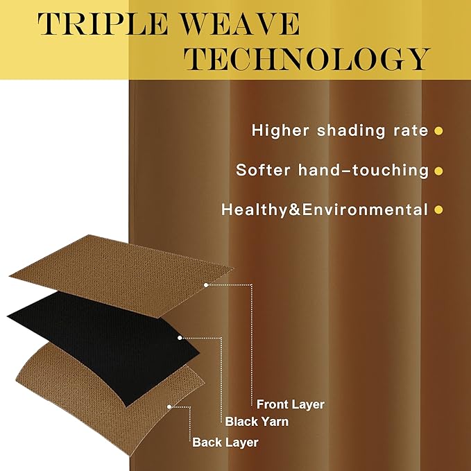 NICETOWN Gold Brown Blackout Curtain for Living Room - Solid Thermal Insulated Grommet Blackout Panel/Drape for Bedroom Kitchen Window (1 Panel, 52 inches Wide by 54 inches Long)