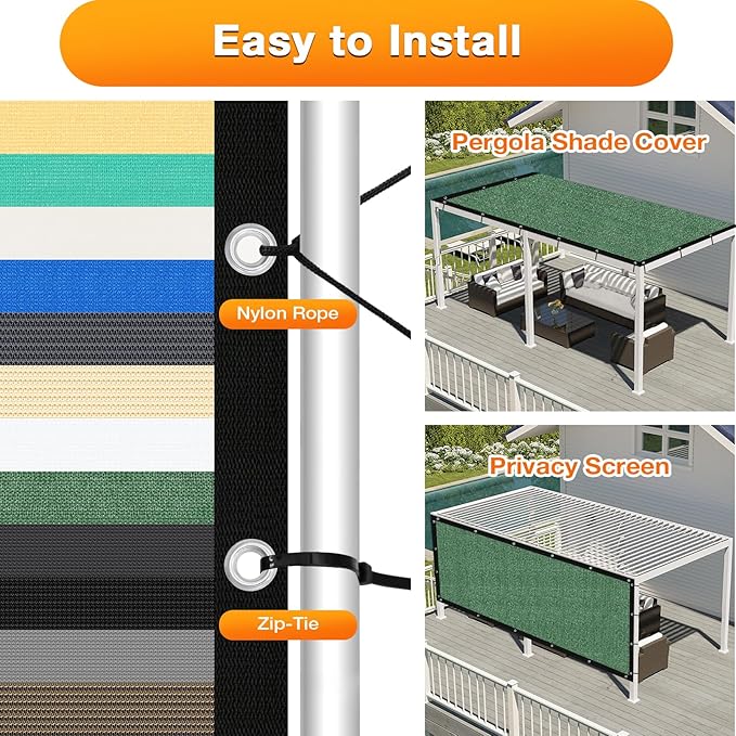 Artpuch Outdoor Pergola Shade Cover 7' X 18' Sun Shade Cloth with Grommets, 90% UV Protection Canopy Patio Privacy Screen (Customized Available) GN107, Green