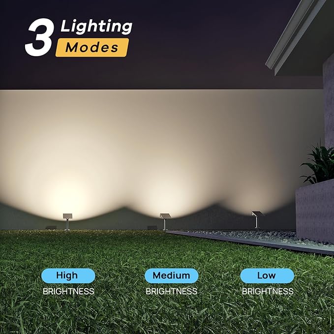 Consciot Solar Spot Lights Outdoor, 4 Pack, White, 600 Lumens, IP65 Waterproof, 6500K Daylight, Solar Landscape Lights for Yard Garden Tree House