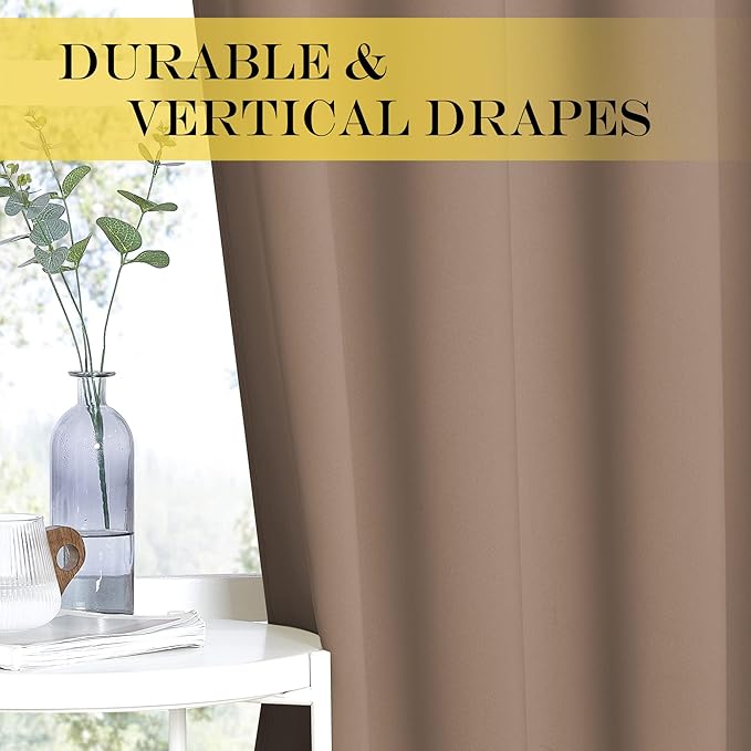 NICETOWN Blackout Doorway Curtain 80 inches Long for Bedroom - Grommet Light & Heat Blocking Window Treatments Sound Reducing Drapes for Living Room (1 Panel, W46 x L80, Cappuccino)