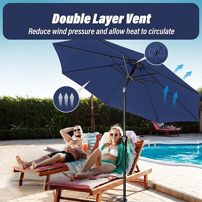 Simple Deluxe 9' Patio Umbrella Outdoor Table Market Yard Umbrella with Push Button Tilt/Crank