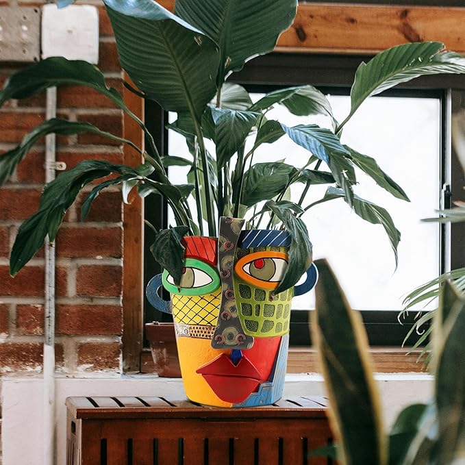 Abstract Face Planters Pots Head,Unique Head Planter for Indoor Plants,Funny Face Flower Pot,Colorful Plant Pots for Outdoor Garden Decor and Home Art Decoration(Modern)