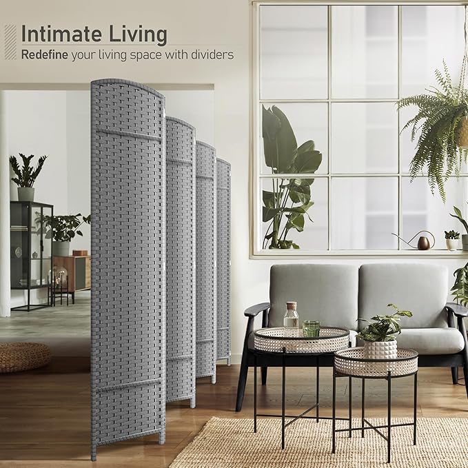Sorbus 8 Panel Room Divider 6 ft. Tall - Privacy Screen, Extra Wide Double Hinged Panels, Mesh Hand-Woven Design, Partition Room Dividers and Folding Privacy Screens, Wall Divider for Room Separation