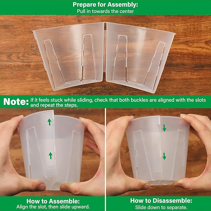 5 Inch Side-Open Orchid Pots 6 Pack, Clear Plastic Nursery Planters with Detachable Side Walls for Easy Repotting, Breathable Slotted Flower Pots with Drainage for Root Health