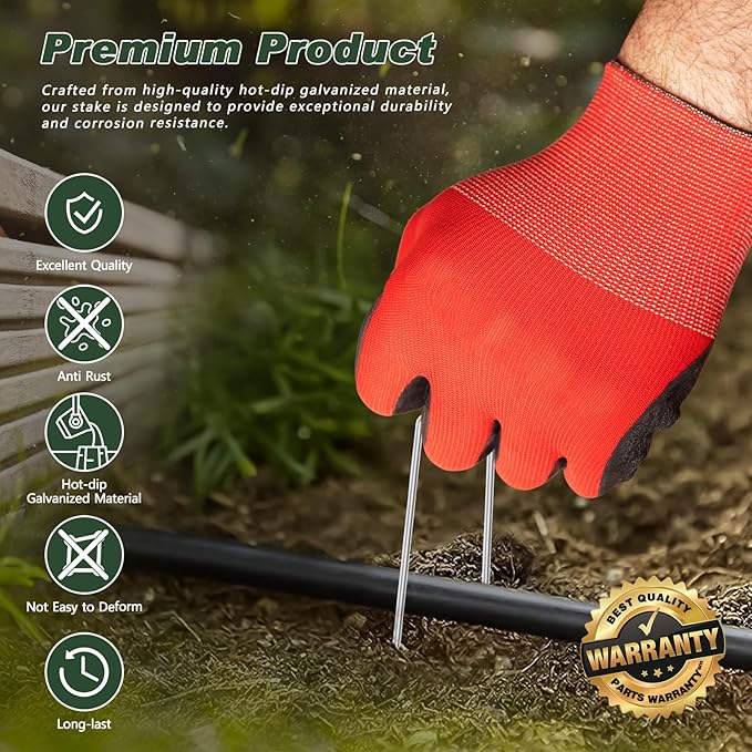 FEED GARDEN 4 Inch 50 Pack Galvanized Landscape Staples 11 Gauge Anti-Rust Garden Stakes Landscaping Fabric SOD Pins Yard Stakes for Weed Barrier Fabric