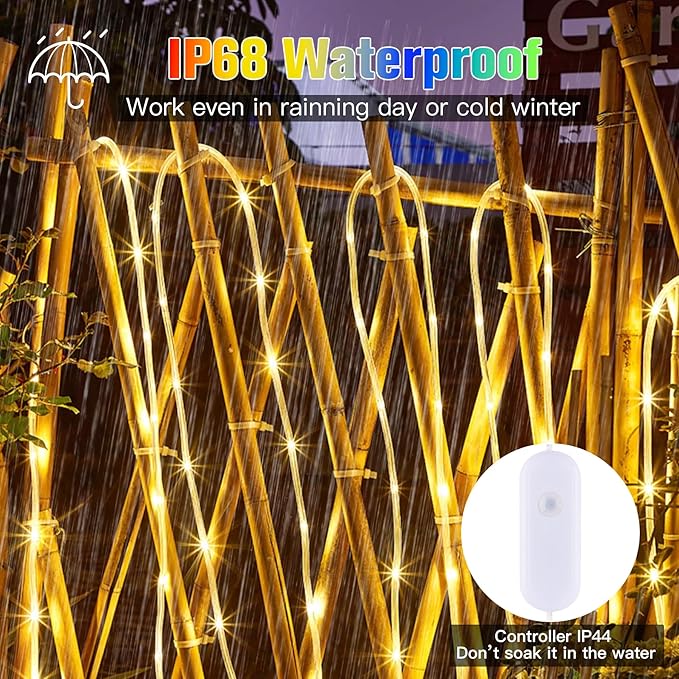 164Ft Rope Lights Outdoor, 500 LEDs 18 Colors Changing String Lights Plug in with Remote, IP68 Waterproof Twinkle Fairy Light Rope Lighting Indoor for Bedroom Patio Christmas Halloween Decor