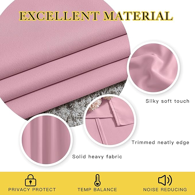 NICETOWN Room Darkening 84 inch Curtain for Patio Door, Grommet Thermal Insulated Room Divider Wide Winodw Treatment Sound Reducing for Bedroom, Black, 1 Panel, 100" W x 84" L, Rouge Pink