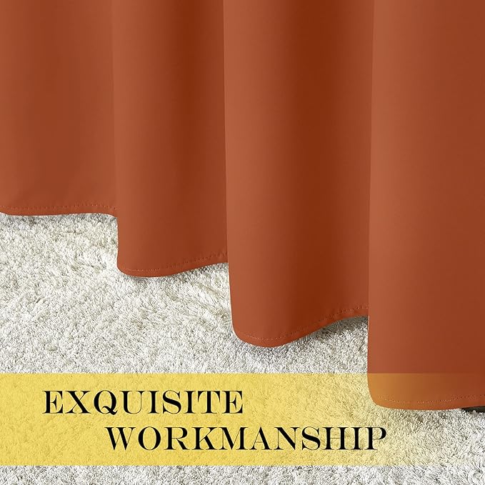 NICETOWN Sliding Door Curtain 108 Inches Long - Blackout Thermal Insulated Grommet Room Divider Privacy Drape for Patio Glass Door, 1 Panel, Burnt Orange, 100 Inch Extra Wide