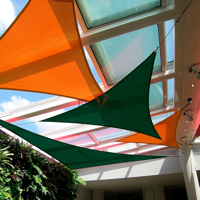 Patio Paradise 22' x 22' x 22' Sun Shade Sail Triangle Canopy Shade Cloth Fabric Sunlight Block Patio Pergola Cover HDPE Deck Awning for Outdoor Backyard Roof Shading, Green