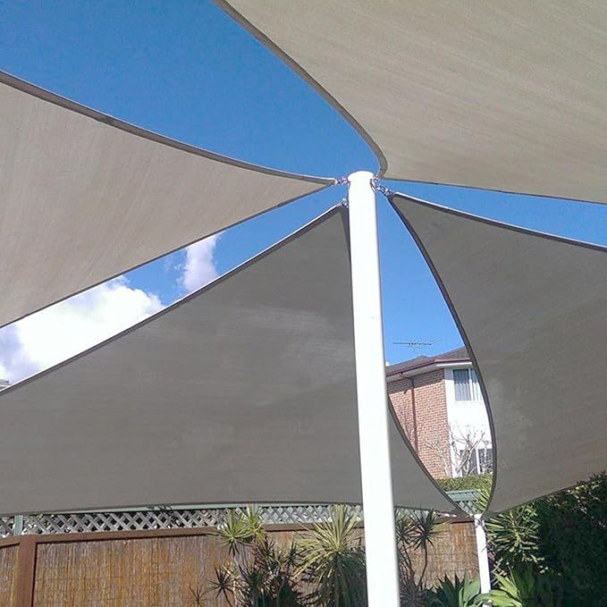 E&K Sunrise 7' x 7' x 7' Sun Shade Sail Triangle Canopy Shade Cover UV Block for Patio Backyard Garden Outdoor (Light Gray)