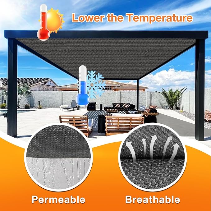 Artpuch Outdoor Pergola Shade Cover 9x24 FT Sun Shade Cloth with Grommets Dark Grey 90% UV Protection Canopy Patio Privacy Screen (Customized Available)