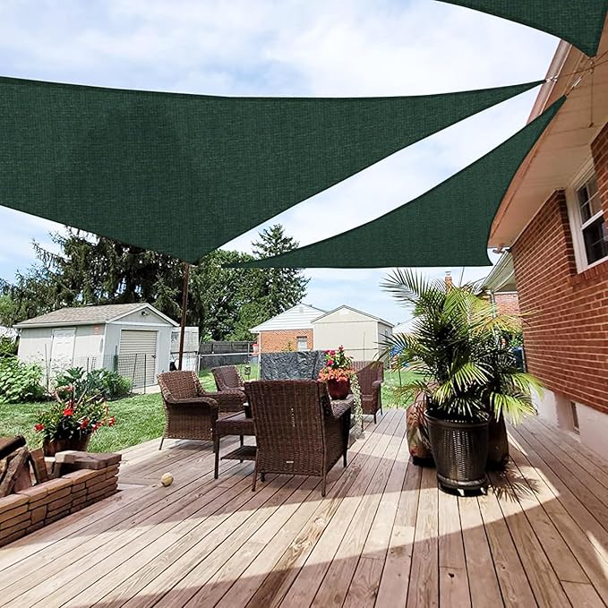 Patio Paradise 14' x 14' x 14' Sun Shade Sail Triangle Canopy Shade Cloth Fabric Sunlight Block Patio Pergola Cover HDPE Deck Awning for Outdoor Backyard Roof Shading, Green