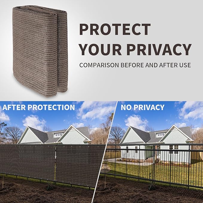 LOVE STORY Custom Size 2'6''x19' Brown Balcony Privacy Screen,UV Block Privacy Fence Screen,90% Shield for Outdoor Pool Garden Apartment Railing