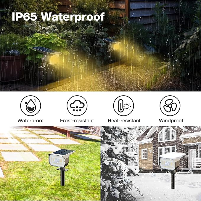 nipify 12 Pack Solar Spot Lights Outdoor Motion Sensor with 3 Modes,Solar Spotlights Outdoor Waterproof 2-in-1 Auto On/Off Landscape Lighting for Outside Yard Wall Garden Pathway, Warm White