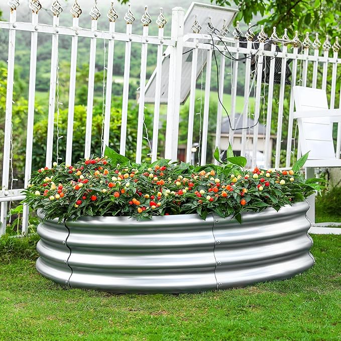 Land Guard Galvanized Raised Garden Bed 2Pcs, Planter Raised Garden Beds Outdoor, Round Clearance Raised Garden Beds for Gardening Vegetables 4x4x1ft……