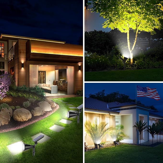 Solar Lights Outdoor Waterproof, 36 LEDs Adjustable Solar Spot Lights Outdoor, 2-in-1 Solar Powered Spotlight Landscape Lighting for Tree, Garden, Yard, Pathway- 3 Pack (Cool White)