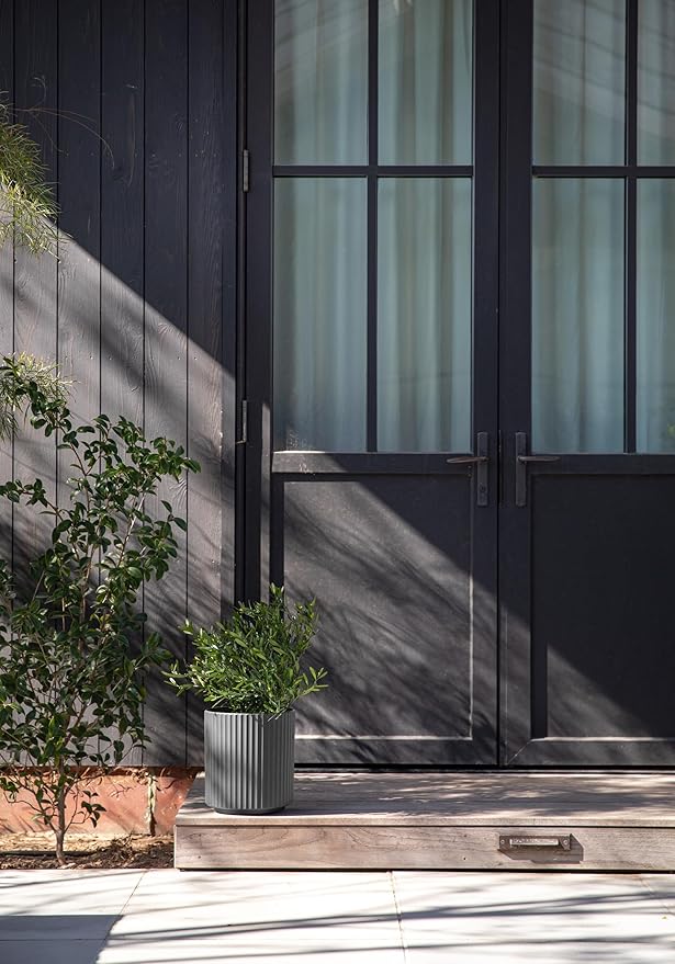 Veradek Demi Series Round Planter for Porch, Patio, Backyard | Durable Plastic-Stone Composite Material | Modern Décor for Tall Plants, Flowers