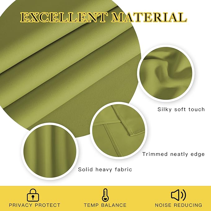 NICETOWN Room Darkening Curtain for Living Room - Energy Saving Thermal Insulated Grommet Room Darkening Curtain/Drape for Bedroom (1 Panel, 46 by 72, Fresh Green)