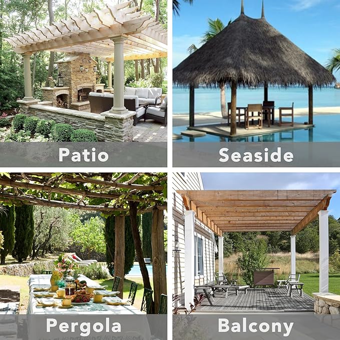 Easy-Going Outdoor Patio Curtains Detachable Tab Top Windproof Weatherproof Curtain for Cabana, Porch, Pergola and Gazebo, Tab Bottom Drape, 2 Panels, 110W x 96L inch, Beige