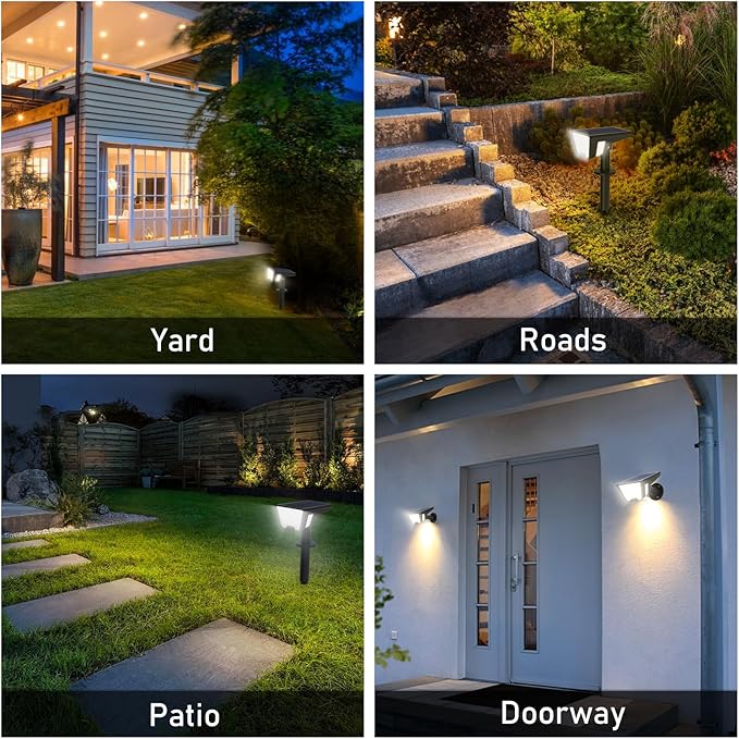 Solar Spot Lights Outdoor Waterproof IP67, Solar Powered Lights Outdoor with 53 LED & 3 Modes, Landscape Spotlight Wall Light for Garden Yard Pathway Driveway 4 Pack (Cool White)