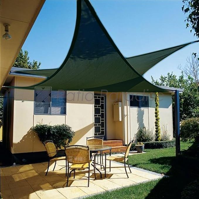 Patio Paradise 28' x 28' x 28' Sun Shade Sail Triangle Canopy Shade Cloth Fabric Sunlight Block Patio Pergola Cover HDPE Deck Awning for Outdoor Backyard Roof Shading, Green