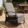 Kozyard Adjustable Outdoor Reclining Lounge Chair, Cushioned Patio Chaise Lounge with Extendable Metal Frame for Sunbathing, Reading & Relaxing – Comfortable Outdoor Recliner(Beige)