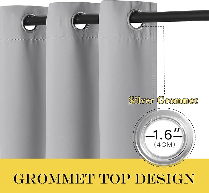 NICETOWN Blackout Drapery Curtain Panel 90 inches Long - Window Treatment Thermal Insulated Grommet Blackout Curtain/Drape for Bedroom Living Room (Silver Grey, 1 Panel, 46 by 90 inches)