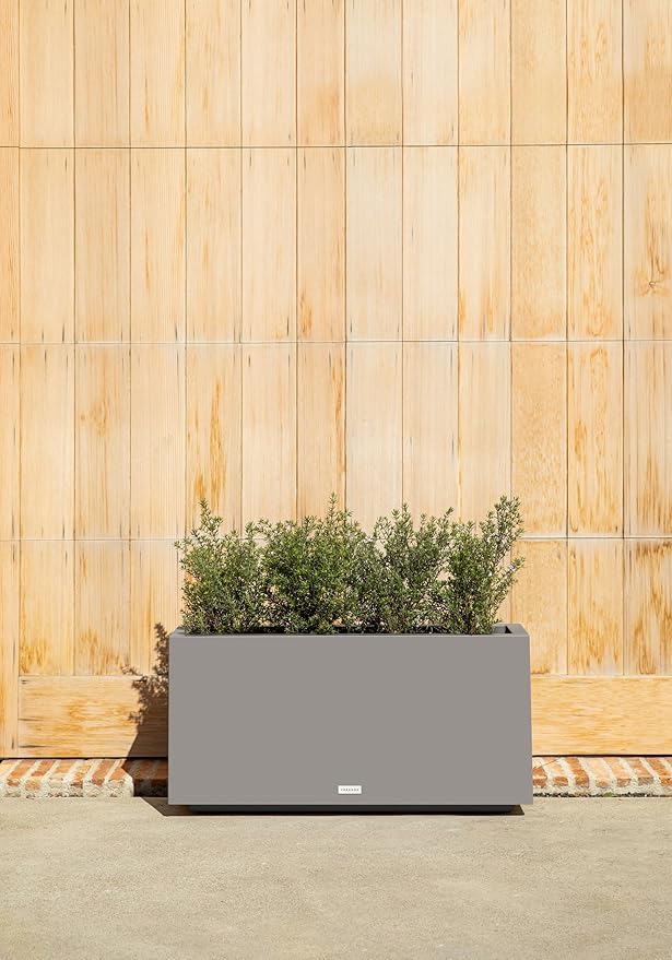 Veradek Block Series Long Box Planter - Large Rectangular Planter for Indoor or Outdoor Patio/Porch | Durable All-Weather Use with Drainage Holes | Modern Décor for Tall Plants, Flowers or Shrubs