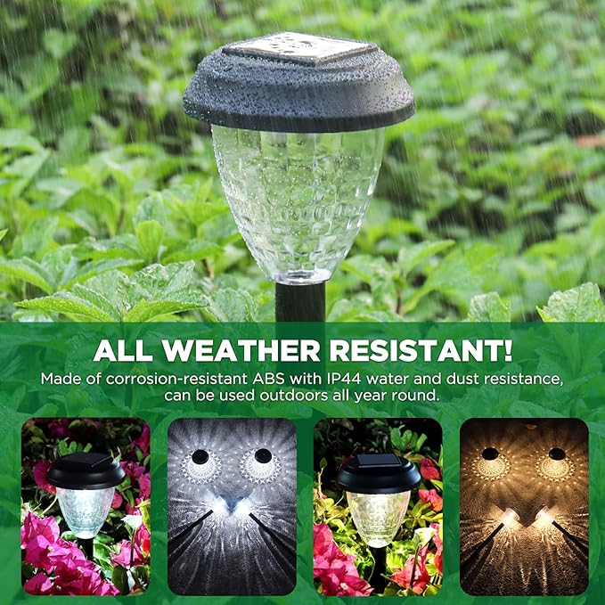 Super Bright Solar Lights Outdoor Waterproof-10 Pack, Dusk to Dawn Up to 12 Hrs Solar Powered Outdoor Pathway Garden Lights Auto On/Off, LED Landscape Lighting Decorative for Walkway Patio Yard