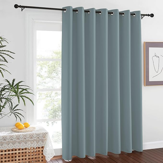 NICETOWN Extra Wide Patio Door Curtain 84 inch Long - Energy Smart & Noise Reducing Grommet Thermal Insulated Wide Width Drapes, Sliding Door Curtain for Guestroom(Stormy Sea, W100 x L84)
