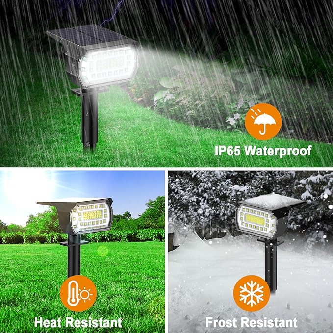 LANSOW Solar Spot Lights Outdoor, [4 Pack/76 LED] 2-in-1 Solar Landscape Spotlights, 3 Modes IP65 Waterproof Dusk to Dawn Solar Powered Flood Wall Lights for Outside Yard Garden Pathway(Cool White)