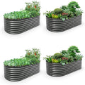 A ANLEOLIFE 4-Pack 6X3X2ft & 8X4X2ft Deep Root Galvanized Raised Garden Beds Outdoor for Planting Vegetables Flowers Herb, Quartz Grey