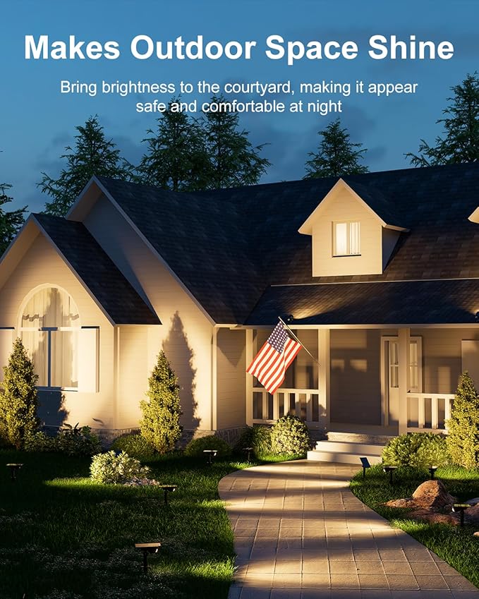 6 Pack Solar Power Spot Lights Outdoor Waterproof LED Dusk to Dawn Landscape Spotlight for Outside Yard, Tree, Flag, Yard, Garden, Statues, 3 Modes, 18 Hours Accent Ambient Lighting - Warm White