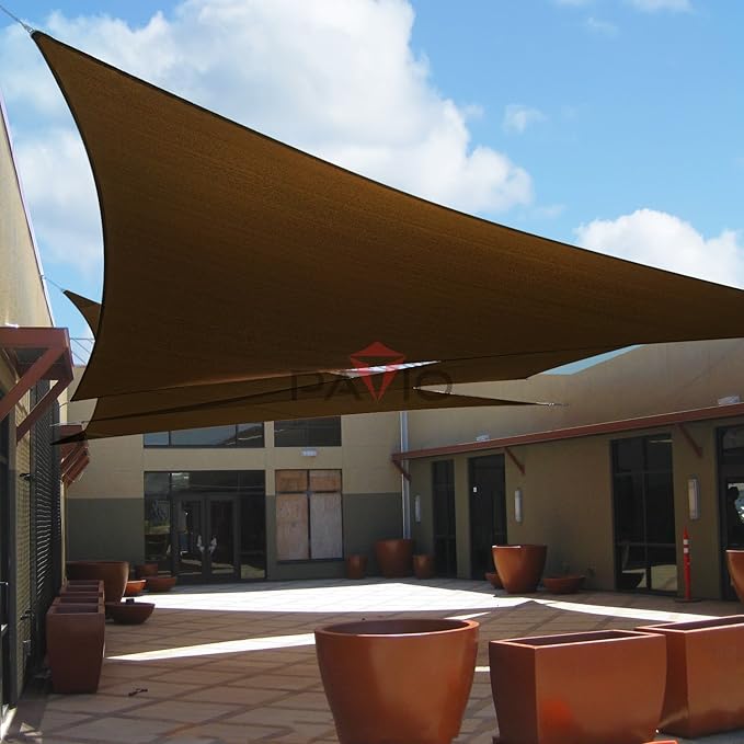 Patio Paradise 4' x 4' x 4' Sun Shade Sail Triangle Canopy Shade Cloth Fabric Sunlight Block Patio Pergola Cover HDPE Deck Awning for Outdoor Backyard Roof Shading, Brown