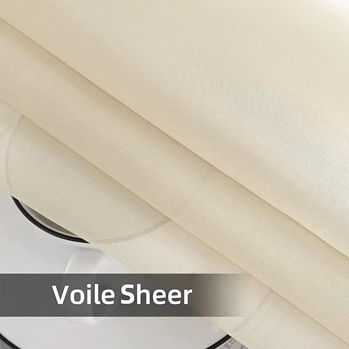 SpaceDresser Waterproof Outdoor Sheer Curtains for Patio - 4 Panels Rod Pocket Indoor Voile Sheer Curtain for Living Room,52W x 84L inch, Ivory