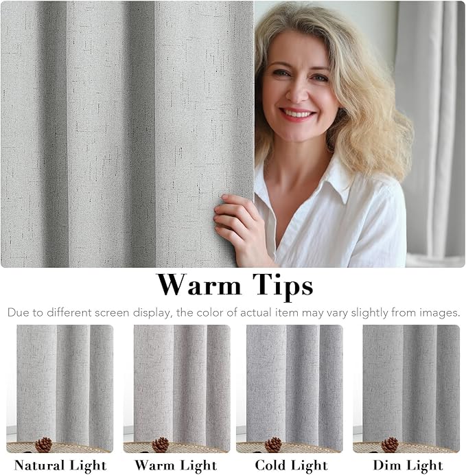 H.VERSAILTEX 100% Blackout Curtains for Bedroom Thermal Insulated Linen Textured Curtains Heat and Full Light Blocking Drapes Living Room Curtains 2 Panel Sets, 42x54 Inch, Glacier Gray